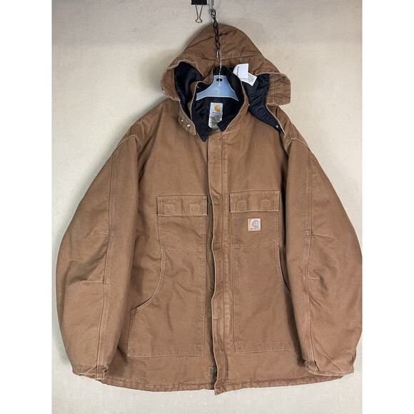 Carhartt Jacket Mens 3XL‎ Brown Sandstone Traditional Coat With Attached Hood - Picture 1 of 16